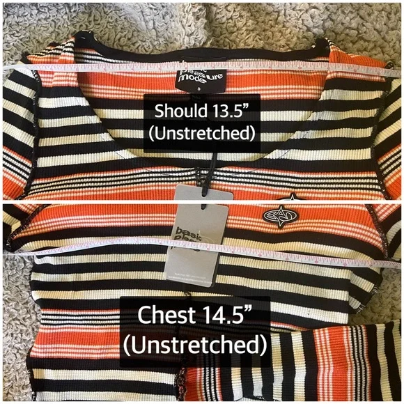 NWT New Striped Dolls Kill Stretch Thermal Lettuce Grunge Scoop neck Long Sleeve - Picture 5 of 8